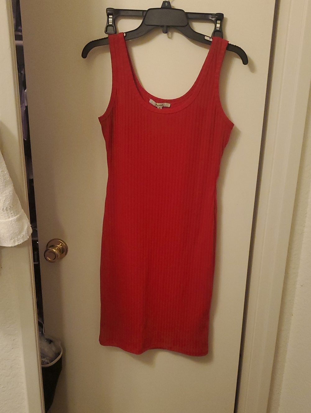 Sleeveless Red Ribbed Tank Dress